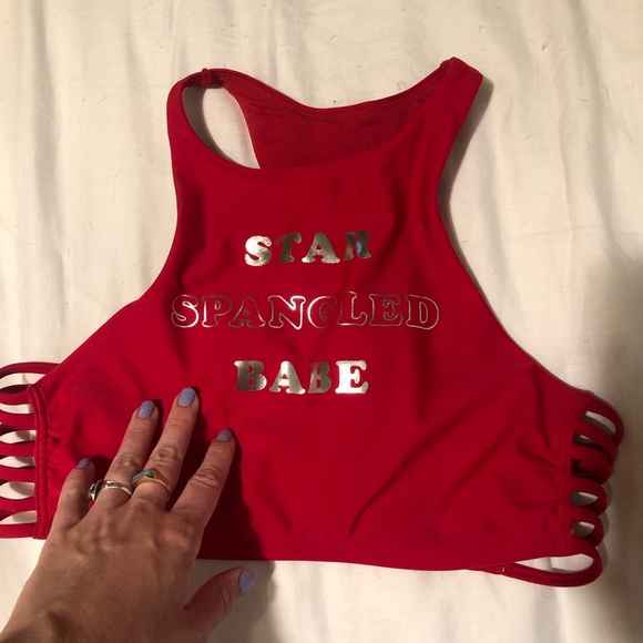 America Star Spangled Babe Swim or Crop Top USA - Picture 3 of 6